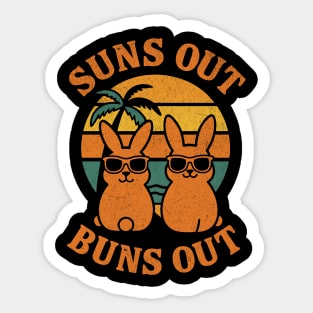 Suns Out Buns Out Funny Summer Bunny Beach Design Sticker